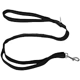 Vivifying Bungee Hundeleine, Ruckdämpfende Reflektierende Pet Car Sicherheitsgürtel Hundeleine mit Zweifach Gepolsterten Griffen (Schwarz)