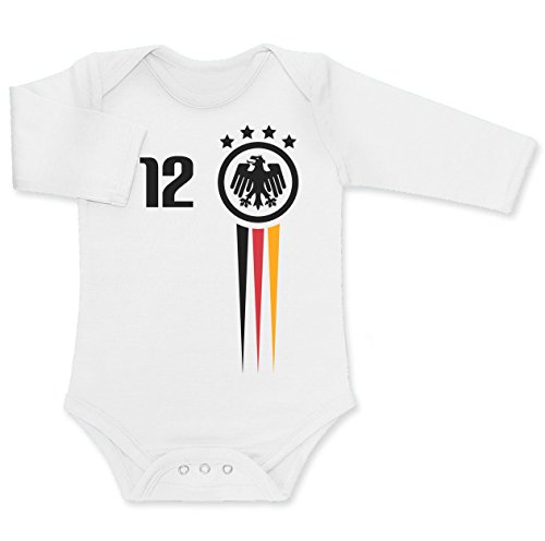 Fanartikel zur Fussball EM Frankreich Baby Geschenk Baby Langarm Body 6 – 12 months Weiß