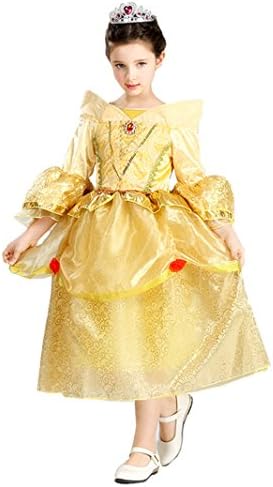 Domiray Girls' Belle Princess Dress Costume Halloween Party Fancy Maxi Dress (3-4 Years)
