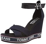 Abriebfeste Sohle Hilfiger Denim Damen POP Webbing Wedge Sandal Plateausandalen, Blau (Midnight 403), 41 EU