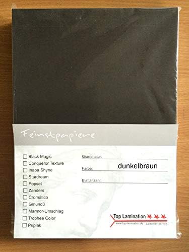 Top Lamination 25 Sheets DIN A2 Dark Brown Paper 170 g/m² – Fully Dyed – Posters, Invitations, Inserts for Albums, Wedding Cards, Photo Album, Posters, Crafts and Much More