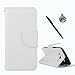 Produktbild Samsung Galaxy J3 ( 2016 ) Schutzhülle Leder Hülle, Alfort 3 in 1 Flip Fashion Design Dual Use Falten Premium PU Leder Flip Mappen Kasten Abdeckung für Samsung Galaxy J3 ( 2016 ) 5.0" ( Weiß ) + Netter Staub Stecker + Schwarz Stylus Pen