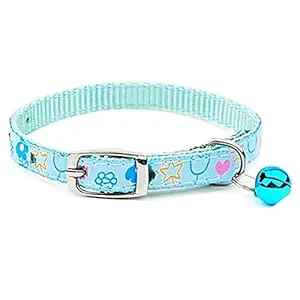 KUTKUT Cute Dog Collar with Adjustable Buckle, Puppy Collar with Bell for Boys & Girls, Soft Adjustable Doggy Collar with Flower Pattern for Puppies & Small Dogs (Size: S, Neck: 19 - 28cm)