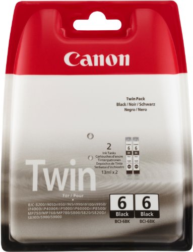 Canon BCI-6 BK Original Tintenpatrone, Doppelpack 2x 13ml schwarz