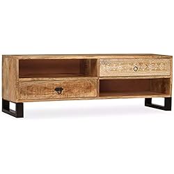 vidaXL Meuble TV Bois Massif de Manguier Table Basse de Salon Décor Maison