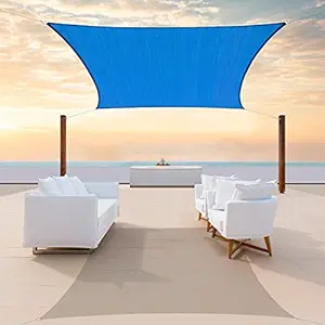 ColourTree 14' x 20' Blue Rectangle Sun Shade Sail Canopy Awning Fabric Cloth Screen - UV Block UV Resistant Heavy Duty Commercial Grade - Outdoor Patio Carport - (We Make Custom Size)