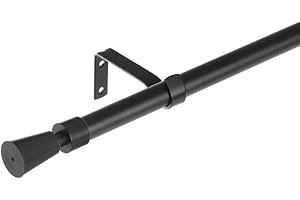 LOLAhome Set de Barra de Cortina Extensible de 160 a 300 cm, 2 escuadras y 2 terminales Negro de Metal y plástico ABS