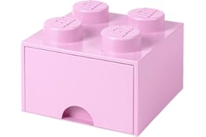 ROOM COPENHAGEN Cassettiera Mattoncino Lego 4 Bottoni, 1 Cassetto, Cassa Portaoggetti Impilabile, 4.7 L