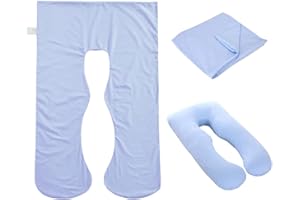 HORYPT Fodera per cuscino per gravidanza,Federa in cotone per gravidanza | Fodera di ricambio traspirante a forma di U con cerniera per cuscino maternità, solo fodera