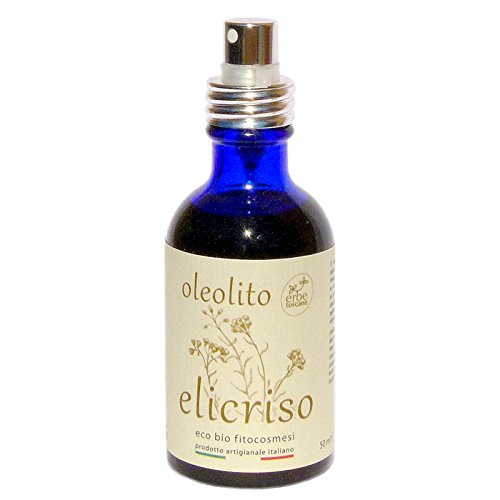 Olio BIO all' ELICRISO (Oleolito) 50 ml - estratto a base di OLIO EXTRA VERGINE DI OLIVA - rimedio per dermatite, eczema, psoriasi - Puro Concentrato di Natura - Prodotto a mano in Toscana
