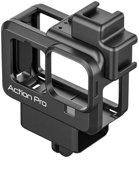 Action Pro Made in India Vlogging Case Compatible with GoPro Hero-13/12/11/10/9 Plastic Protective Frame Mount with Dual Cold Shoe Mount Ring with Basic Buckle Mount, Thumb Screw (6 Month Warrenty)