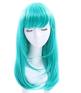 Teal Green: Rolecos Womens Long Straight Party Wigs Synthetic Hair Wig Teal Green