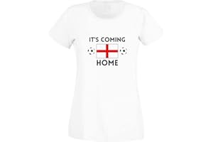 SECOND AVE GIFT COMPANY Second Ave Women's Ladies England Football Euro World Cup White T Shirt Top Kit