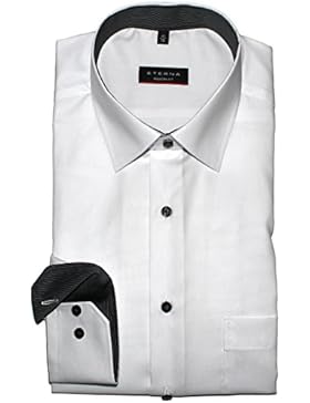 ETERNA Herrenhemd Modern Fit, weiß, Patch schwarz