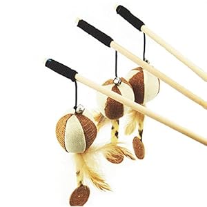 Da. WA 1pcs lindo gato juguetes divertido Artificial pluma varita mascota gato juego de incienso con bola mascota suministros