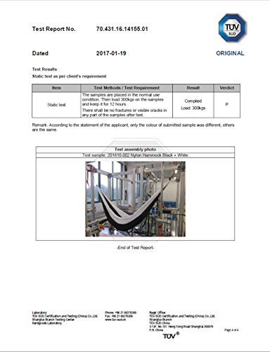 Kronenburg Ultraleichte Hängematte Fallschirm Nylon Fallschirmseide 275 x 140 cm, Traglast 300 kg TÜV SÜD geprüft mit 2 Karabiner und 2 Seilen Olive-Grün - 8