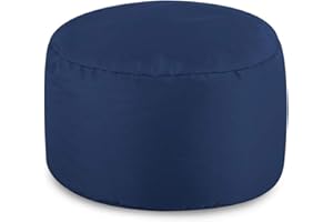 Bean Bag Bazaar Outdoor Footstool, Navy Blue, Indoor Outdoor Water-Resistant Fabric, Pouffe Footstool with Filling Included, Outdoor Seating, Garden Furniture