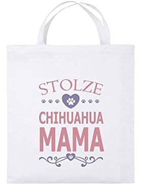 Comedy Bags - Stolze Chihuahua Mama - HERZ - Jutebeutel bedruckt, Baumwolltasche zwei kurze Henkel aus 100 % Baumwolle...