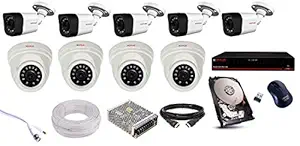 CP PLUS 5 Bullet 4 Dome 2.4MP, 16 Channel DVR, 16 Channel Power Supply, 90M Wire Bundle, 1TB HDD, Wireless Mouse camera with All Accessories (White and Black)