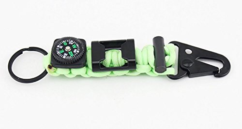 ZENDY 6 in 1 Paracord Seil Schlüsselkarabiner mit Zündstein, Kompass, Flaschenöffner Überlebensausrüstung für den Außenbereich (Qualität 7-Strang) - 2