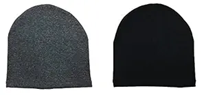 Gajraj Cotton Helmet Cap - Black & Grey (Pack of 2)