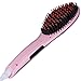 New Noza Tec Electric Hair Straightener Brush Ceramic Heated Anti Static Zero Damage Comb Detangling Brush for Frizz-free Hair Styling With LCD Display Massage Straightening Irons (Pink)