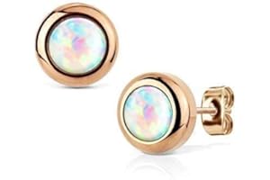 Tapsi´s Coolbodyart® Ohrstecker Ohrring Stud Edelstahl-Chirurgenstahl in gold, schwarz, roségold mit Opal in weiß auch im Sparset