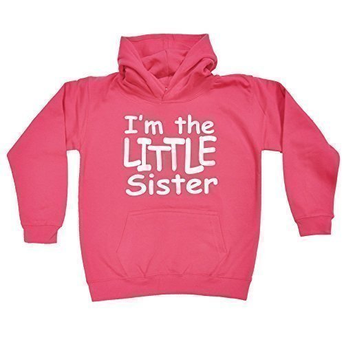 KIDS IM THE LITTLE SISTER HOODIE (S-Age-5-6 - HOT PINK) NEW PREMIUM - cool cute baby toddler Slogan Funny Novelty Nerd Vintage retro top clothes Unisex Children Child Girl Boy Sweatshirt Hoody Hoodies joke keep Fashion Urban calm geek Dope Gift Birthday Christmas Present Ages 1-13 / S M L XL - by Fonfella