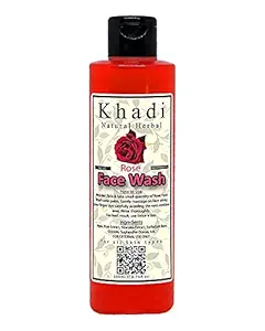 Khadi Natural Herbal Rose Face Removes Acne And Pimples | Anti Pollution ,Dirt Removal For Oily Skin | Whitening And Brightening Face Wash For Men and Women 200ml