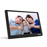 AUCARY Marco de Fotos Digital 10.1 Pulgadas LCD (1920 * 1080), Soporte Para Reproductor de Video MP3/ MP4 Reloj/Electrónico/Calendario, Automático Encendido/Apagado Para Padres Con Control Remoto