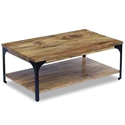 vidaXL Table basse pour salon Table d'appoint Bois de manguier 100 x 60 x 38 cm
