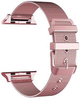 Apple Watch Strap 38mm/42mm, Hongtianyuan Milanese Lace Strap Band Iwatch Apple Watch Series 3 2 1 Replacement Strap with Stainless Steel Buckle Connector (38mm, Rose Gold)