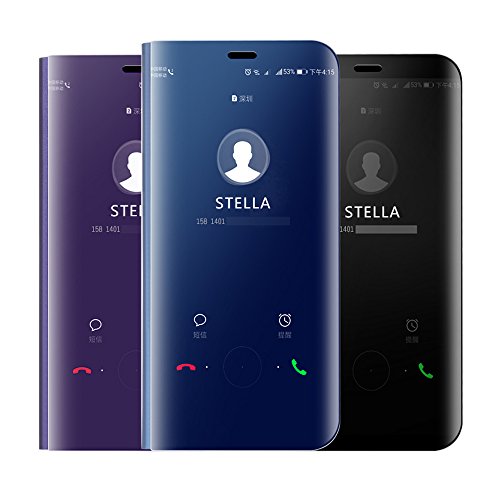COQUEÂ®Clear View Standing Case con custodia a specchio Flip Case per Huawei P20 Pro(Viola)