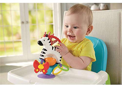 Fisher-Price Mon zèbre d'activités jouet d'éveil bébé sur ventouse, anneaux, papillon suspendu, textures et sons de hochets, dès 3 mois, FGJ11 – Image 8