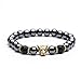 Produktbild WODESHENGRI Armbänder,Charme Naturstein Armbänder Golden & Schwarz Kurzhanteln Herren Armbänder Hämatit Perlen Armband Für Frauen Männer