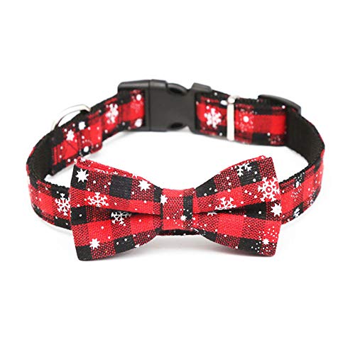 Preisvergleich Produktbild BeesClover Weihnachtsmuster, verstellbare Fliege, Halsband mit Schleife, Kleidung für Hunde und Katzen, rot, XS
