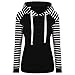 Produktbild Wraluhen Damen Gestreift Pulli Sweatshirts Hoodie Sport Langarm Reißverschluss Pullover Outerwear