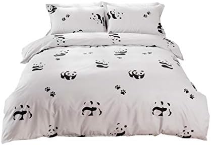 XZ Bed Set Quilt Cover With Pillowcase Microfiber Soft Breathable Anti-Wrinkle Anti-Fading Print Pattern,Panda,Double
