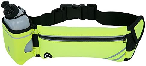 Running Hydration Belts Waist Packs - XIYUNTE VC059 Lycra Waterproof WaistPacks with Reflective Tabs Fanny Pack Adjustable Runner Belt Hydration Hiking Waistpacks 280ml Water Bottles Zipped Pockets