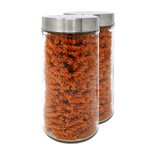 Inox-kristal Set 2 Vorratsdosen aus Glas, 1,2 L (23x10 cm), mit Schraubverschluss.