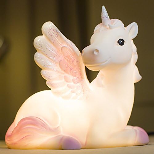 Amazlab CU2 Pink Unicorn LED Lamp: Bedroom Light / Nightlamp / Bedside Light / Desk Lamp - in Pink, Warm White Glow, USB + Battery Powered Lantern, 4 Hour Timer