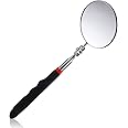 Telescoping Inspection Mirror, Circular Telescopic Mechanics Mirror Tool with Extended Handle Machine Tool Round Inspection Mirrors for Checking Vehicle Condition (10.24~29.53 Inch Handle)