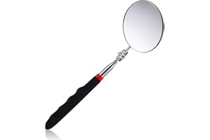 SAVITA Miroir d'Inspection Télescopique, Circulaire Outil de Miroir Télescopique avec Poignée Allongée Miroirs d'Inspection de Machine-Outil pour Vérifier l'État du Véhicule (Poignée de 26~75cm)