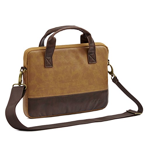 Laptoptasche 11.6 Zoll, Evecase Premium Doppelfarbige Umhängetasche mit Gepolstert Laptopfach, Fronttasche, Zubehörfach für Laptop bis 11,6 Zoll – Fuchs Braun - 3