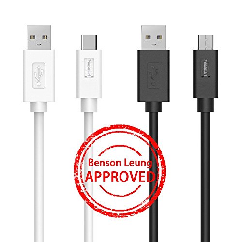 [2 Stück]Tronsmart USB Typ C Kabel 3.3ft USB-C auf USB-A Kabel mit 56k Widerstand für Chromebook Pixel, Google Pixel / Pixel XL, Nexus 5X / 6P, LG G5, HTC 10 und mehr Typ C Geräte(1 x Schwarz, 1 x Weiß ) - 5