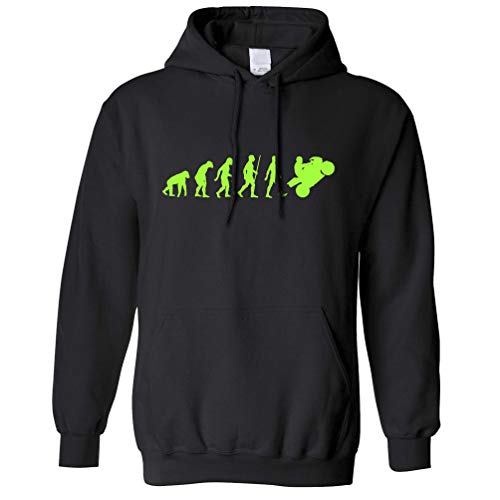 Tim and Ted Motociclo Unisex con Cappuccio Neon Verde Evoluzione di Una Motociclista Black S