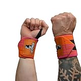 Iconx Gorilla Wrist Wraps Pink Orange 18 x 3