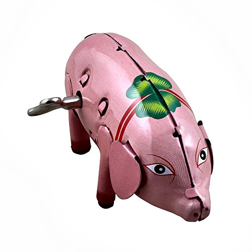 Trébol de bebedor cerdo lindo camina viento Vintage hasta juguetes de