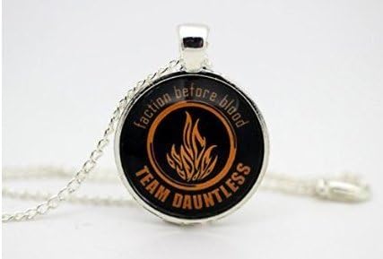 Lot Divergent, Dauntless Flames 'Faction Before Blood' Necklace Glass Cabochon Necklace