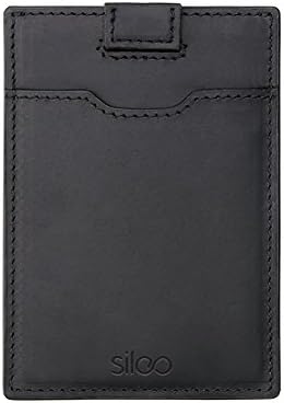 Black Genuine Leather Wallet LARRY with RFID Protection and Vintage Look. Extra Slim without Coin Pocket by SILEO®